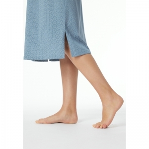 Dames slaapkleed, lange mouwen 808 blauw-grijs