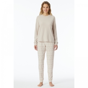 Dames pyjama, lange mouwen 409 beige
