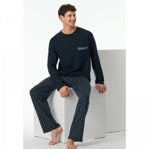 Heren pyjama, lange mouwen 804 nachtblauw