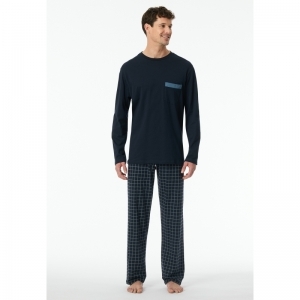Heren pyjama, lange mouwen 804 nachtblauw
