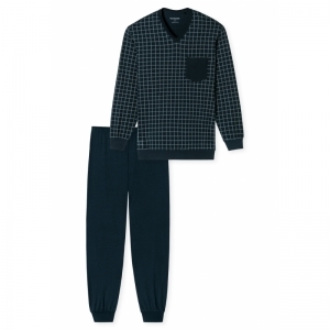 Heren pyjama, lange mouwen 816 jeansblauw
