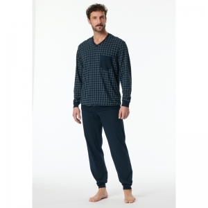 Heren pyjama, lange mouwen 816 jeansblauw