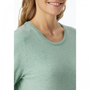 Dames pyjama, lange mouwen 704 groen-melan