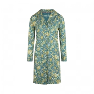 Women sleepshirt - collar Aqua blue