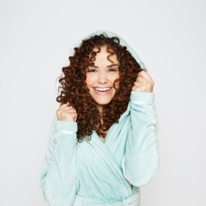 Women short bathrobe Light aqua