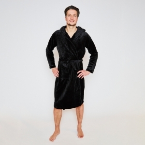 Unisex long bathrobe black