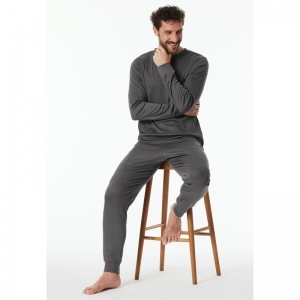 Herenpyjama, lange mouwen 203 antraciet