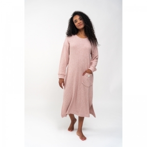 Dames slaapkleed, lange mouwen Roze