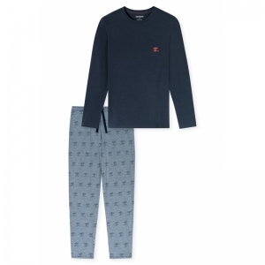 Herenpyjama, lange mouwen 804 nachtblau