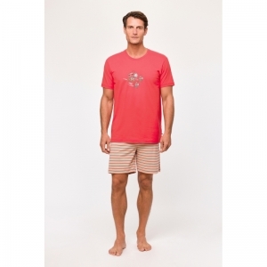Herenpyjama, korte mouwen 498 rood
