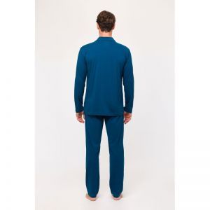 Herenpyjama, lange mouwen 891 donkerblauw