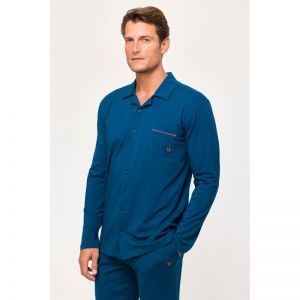 Herenpyjama, lange mouwen 891 donkerblauw