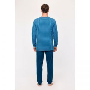 Herenpyjama, lange mouwen 919 blauwe stre