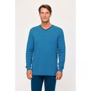 Herenpyjama, lange mouwen 919 blauwe stre