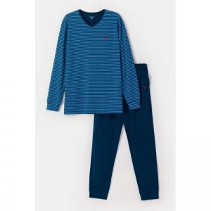 Herenpyjama, lange mouwen 919 blauwe stre