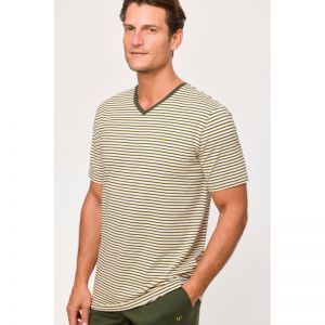 Herenpyjama korte mouwen 927 beige stree