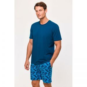 Herenpyjama korte mouwen 891 donkerblauw