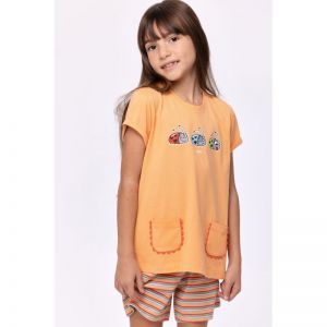Meisjespyjama, korte mouwen 519 oranje