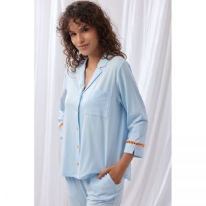 Damespyjama, doorknoop 888 licht blauw
