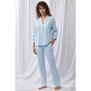 Damespyjama, doorknoop 888 licht blauw