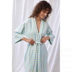 Dames badjas 991 blauw witte
