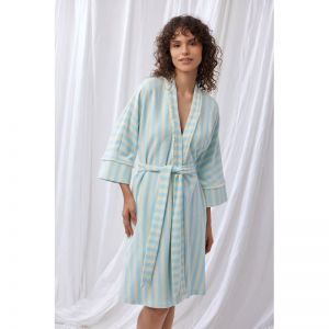 Dames badjas 991 blauw witte