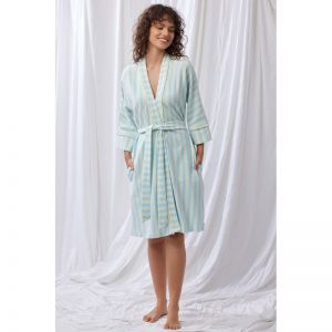 Dames badjas 991 blauw witte