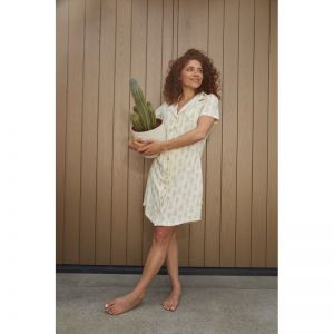 Dames slaapkleedje doorknoop Light green