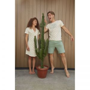 Dames slaapkleedje doorknoop Light green