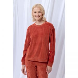 Damespyjama in velours 480 warm roest