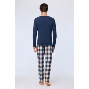 Herenpyjama lange mouwen 831 donkerblauw