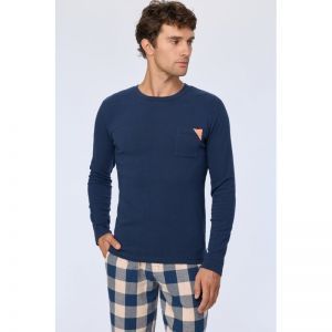 Herenpyjama lange mouwen 831 donkerblauw