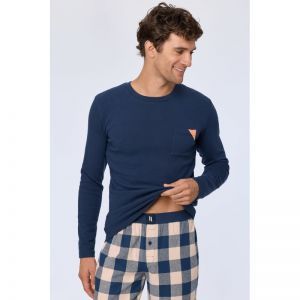 Herenpyjama lange mouwen 831 donkerblauw