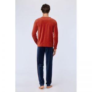 Herenpyjama in velours 480 warm roest