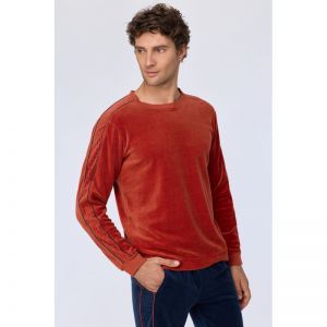 Herenpyjama in velours 480 warm roest