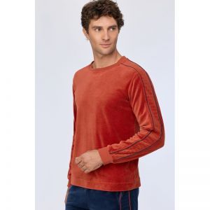 Herenpyjama in velours 480 warm roest