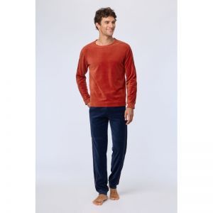 Herenpyjama in velours 480 warm roest