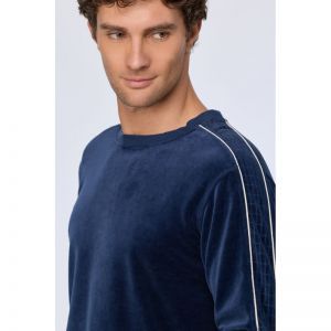 Herenpyjama in velours 831 donkerblauw