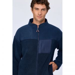 Heren sweater in teddy 831 donkerblauw
