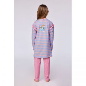 Meisjespyjama, lange mouwen 911 blauw-roze