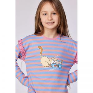 Meisjespyjama, lange mouwen 911 blauw-roze