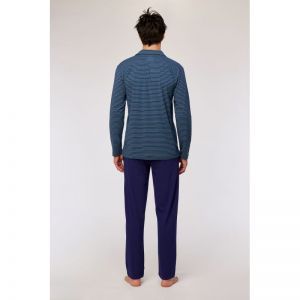 Heren pyjama, doorknoop 931 donkerblauw