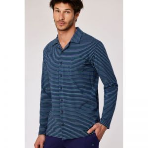 Heren pyjama, doorknoop 931 donkerblauw