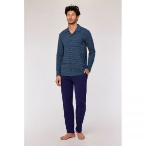 Heren pyjama, doorknoop 931 donkerblauw