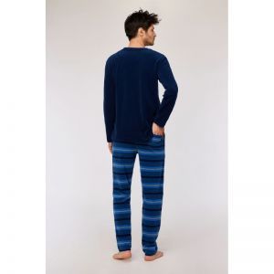 Herenpyjama in velours 893 donkerblauw