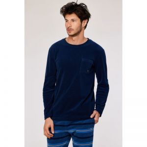Herenpyjama in velours 893 donkerblauw