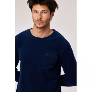Herenpyjama in velours 893 donkerblauw
