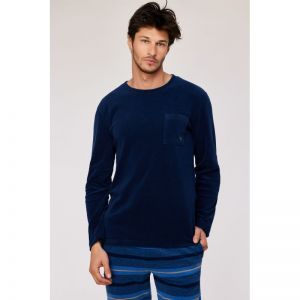 Herenpyjama in velours 893 donkerblauw