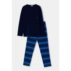 Herenpyjama in velours 893 donkerblauw
