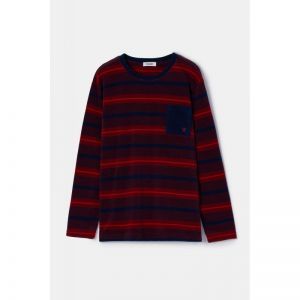 Herenpyjama in velours 944 rode streep